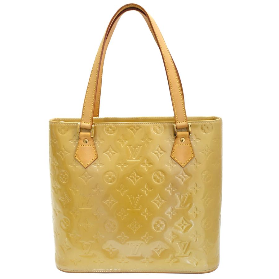 LOUIS VUITTON Authentic Vintage Houston Vernis M91004 Beige Nume Leather Gold Hardware Handbag