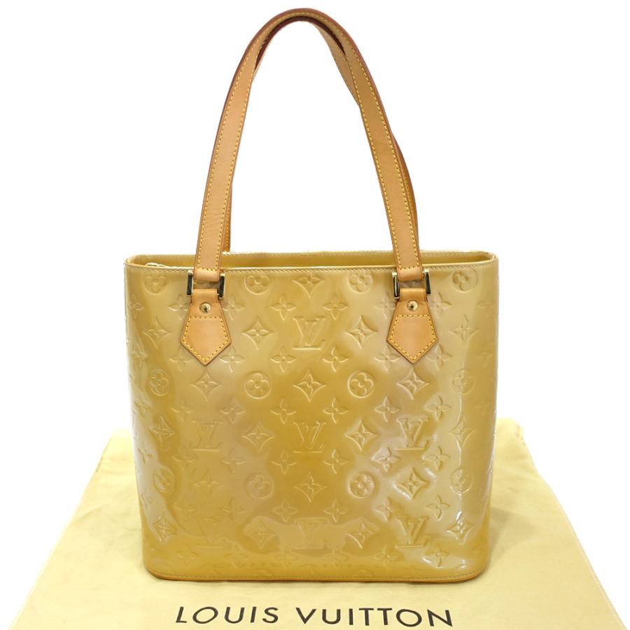 LOUIS VUITTON Authentic Vintage Houston Vernis M91004 Beige Nume Leather Gold Hardware Handbag