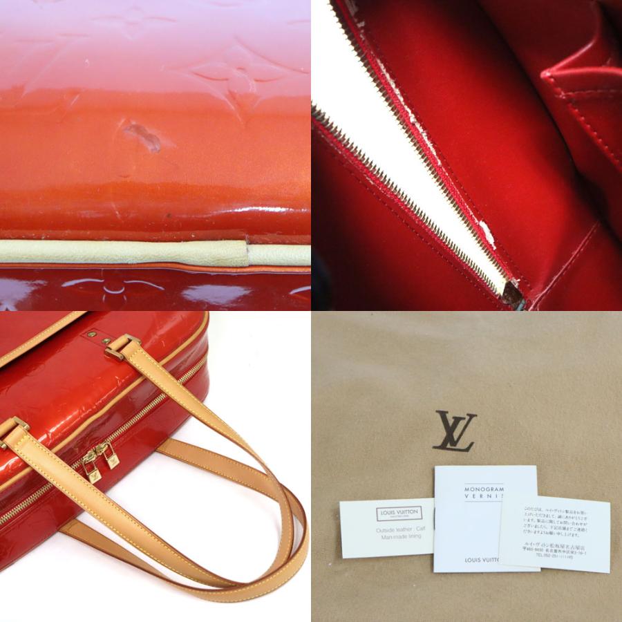 LOUIS VUITTON Authentic Vintage Monogram Vernis Sutton M91080 Rouge Handbag