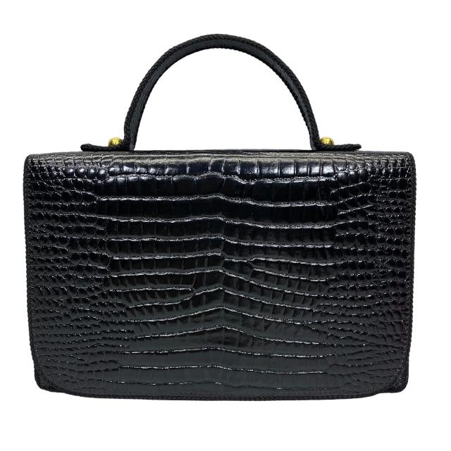 Christian Dior Authentic Vintage Handbag Mini Bag Hand Carrying Bag Crocodile Embossed Black