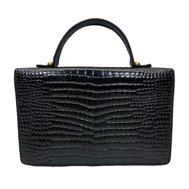 Christian Dior Authentic Vintage Handbag Mini Bag Hand Carrying Bag Crocodile Embossed Black