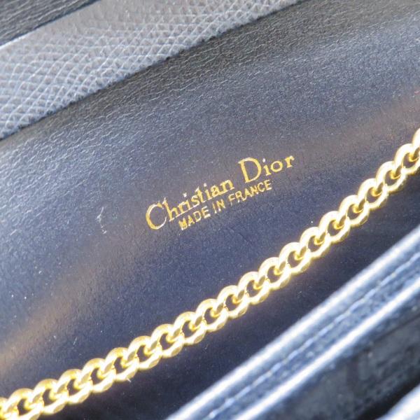 Christian Dior Authentic Vintage Shoulder Bag Chain Navy Hexagon Leather