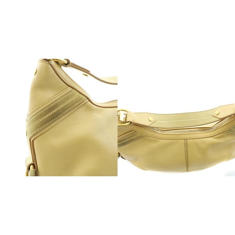 YVES SAINT LAURENT Authentic Vintage Rive Gauche One Shoulder Bag Leather Suede Gold Hardware Beige