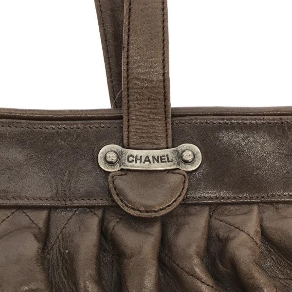 CHANEL Authentic Vintage Tote Bag Wild Stitch Brown Silver Hardware Leather