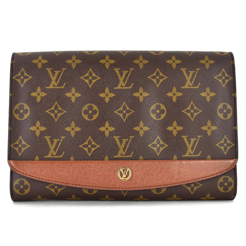 LOUIS VUITTON Authentic Vintage Bag Monogram Bordeaux M51797 Shoulder Bag Clutch Bag 2-Way Brown Leather Button Closure