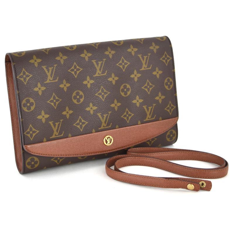 LOUIS VUITTON Authentic Vintage Bag Monogram Bordeaux M51797 Shoulder Bag Clutch Bag 2-Way Brown Leather Button Closure