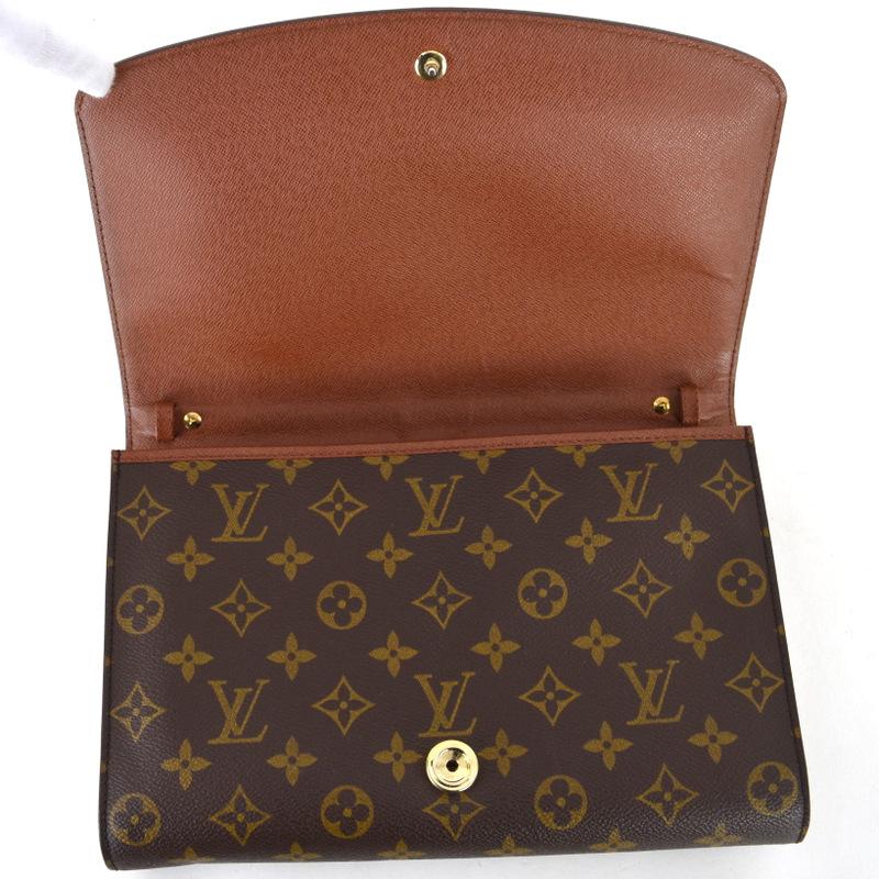 LOUIS VUITTON Authentic Vintage Bag Monogram Bordeaux M51797 Shoulder Bag Clutch Bag 2-Way Brown Leather Button Closure