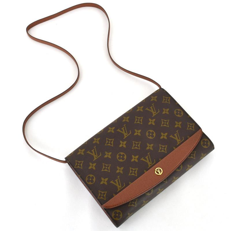 LOUIS VUITTON Authentic Vintage Bag Monogram Bordeaux M51797 Shoulder Bag Clutch Bag 2-Way Brown Leather Button Closure