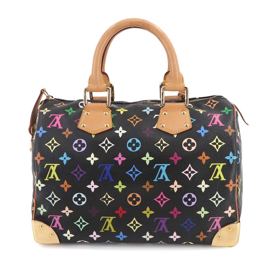 LOUIS VUITTON Authentic Vintage Monogram Multicolor Speedy 30 Hand Bag Noir M92642 Black Gold Hardware