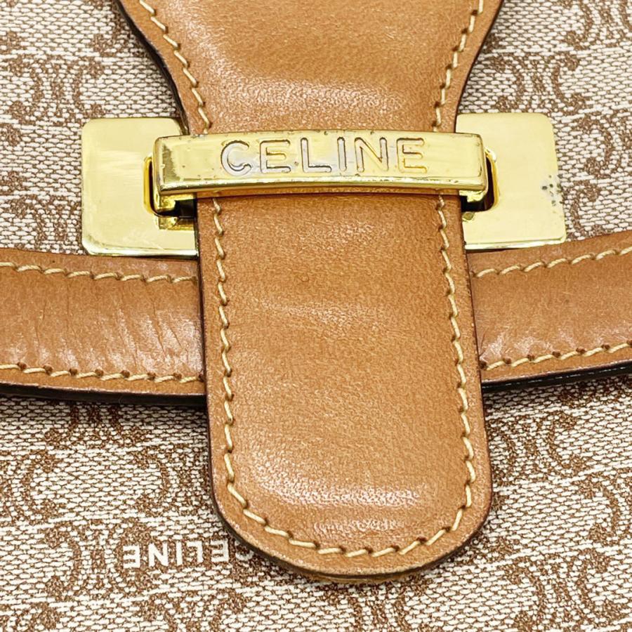 CELINE Authentic Vintage Shoulder Bag Macadam Pattern PVC Leather Light Brown