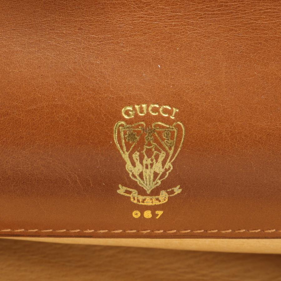 GUCCI Authentic Vintage Leather Second Bag Clutch Business Tote Brown