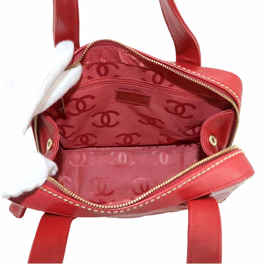 CHANEL Authentic Vintage Wild Stitch Hand Bag Leather Red Gold Hardware Wild Stitch Bag