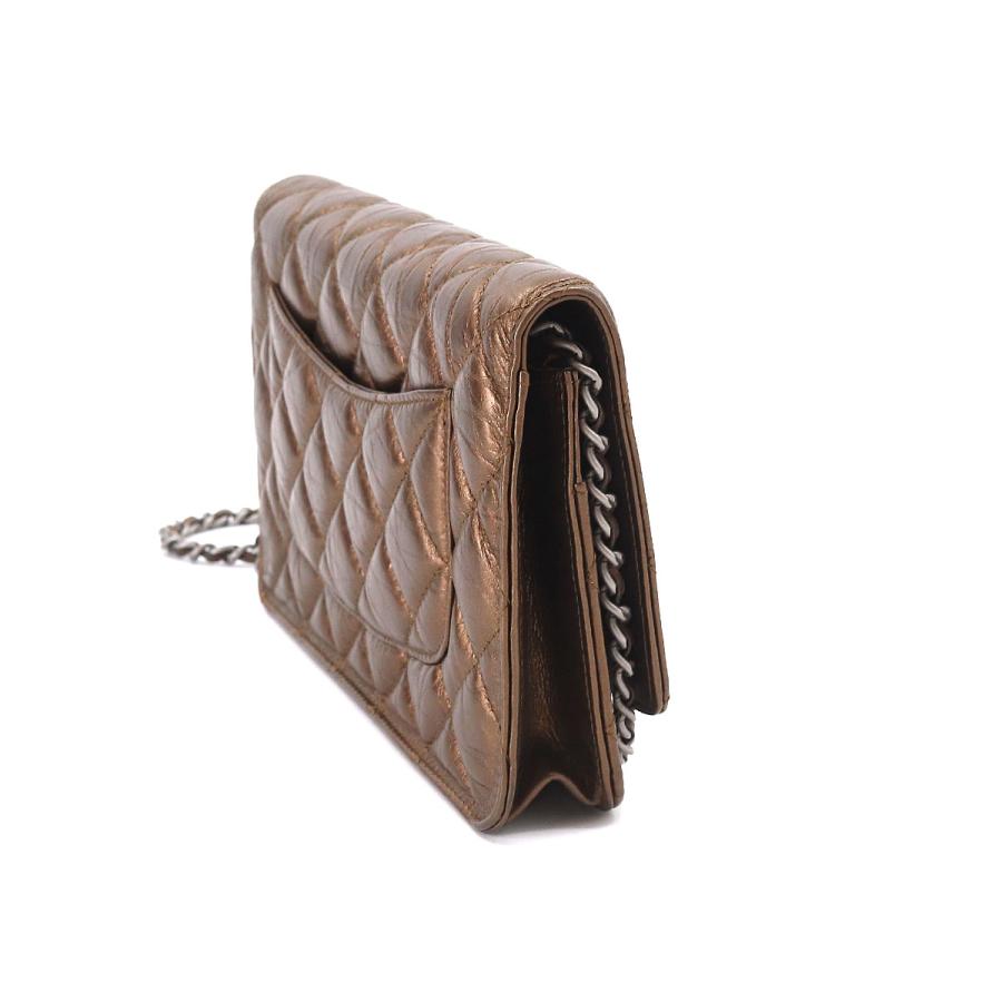 CHANEL Authentisches Vintage 2,55 Kettenportemonnaie Langes Portemonnaie Leder Bronze Silber Hardware