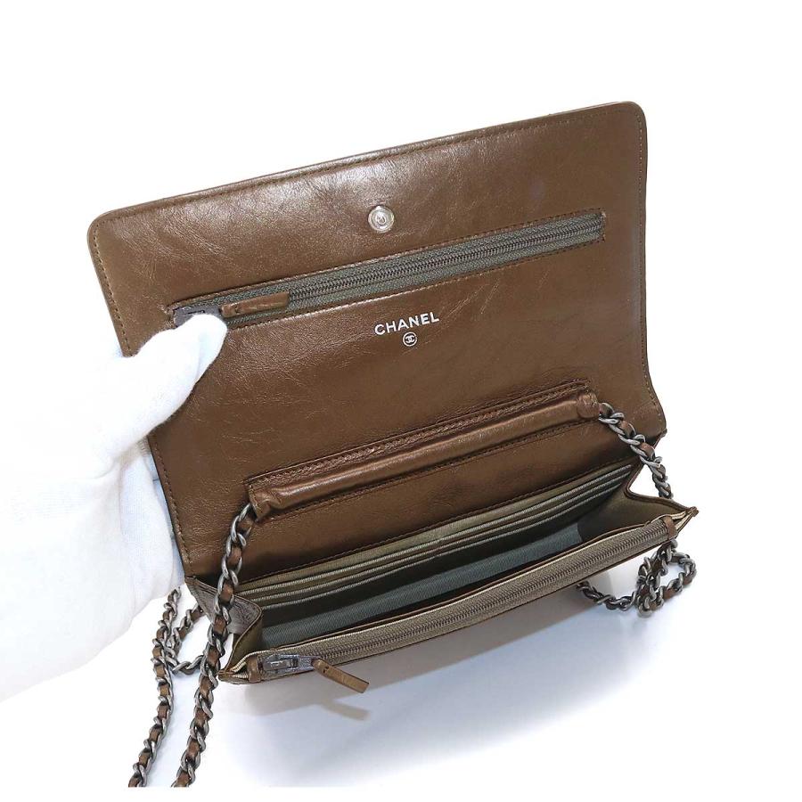 CHANEL Authentisches Vintage 2,55 Kettenportemonnaie Langes Portemonnaie Leder Bronze Silber Hardware