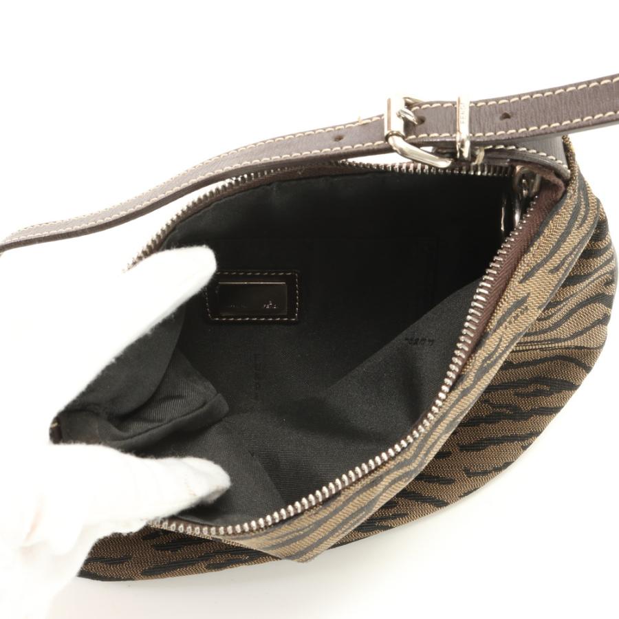 FENDI Authentic Vintage Zebra Canvas Shoulder Bag Shoulder Tote Hand Leather