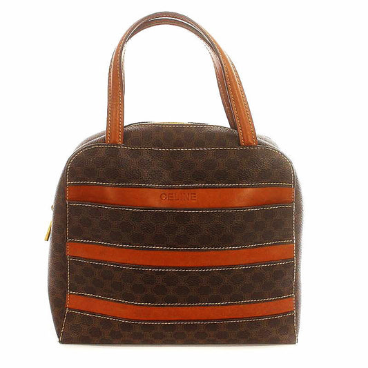 CELINE Authentic Vintage Handbag Mini Boston Bag Macadam Pattern Logo Border