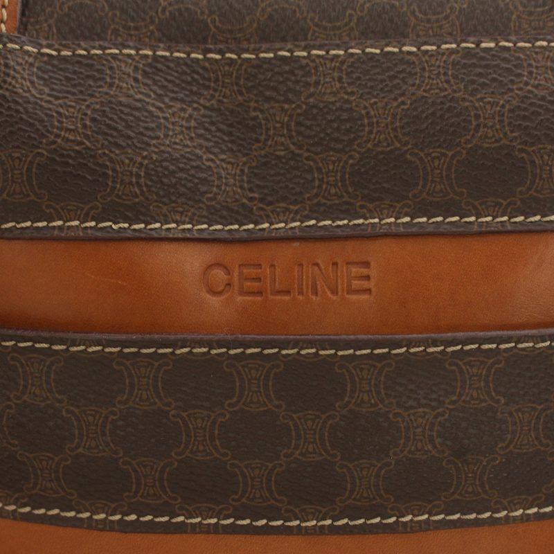 CELINE Authentic Vintage Handbag Mini Boston Bag Macadam Pattern Logo Border