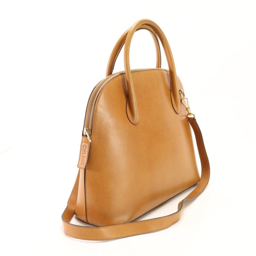 CELINE Authentic Vintage Leather 2-Way Shoulder Bag Crossbody Hand Tote Brown A4 Bolide Shape