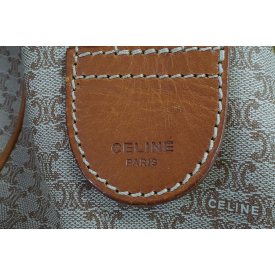 CELINE Authentic Vintage Handbag Tote Mini Boston Macadam Triomphe Logo PVC Leather Brown