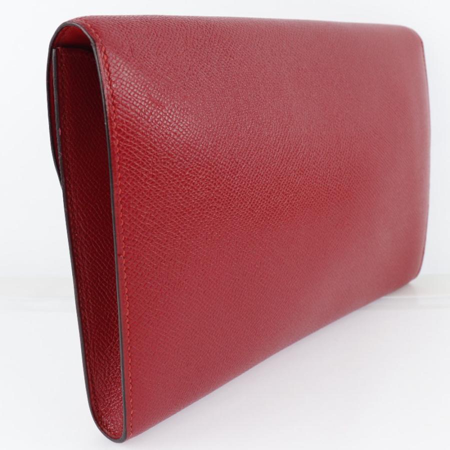 HERMES Authentische Vintage H Logo Clutch Vaux Epson Rouge Rot Damen