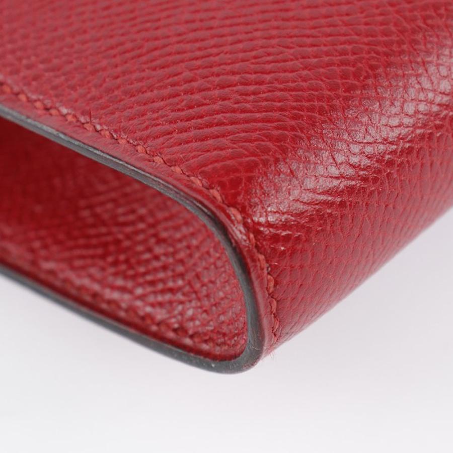 HERMES Authentische Vintage H Logo Clutch Vaux Epson Rouge Rot Damen