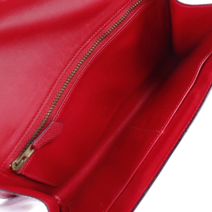 HERMES Authentische Vintage H Logo Clutch Vaux Epson Rouge Rot Damen