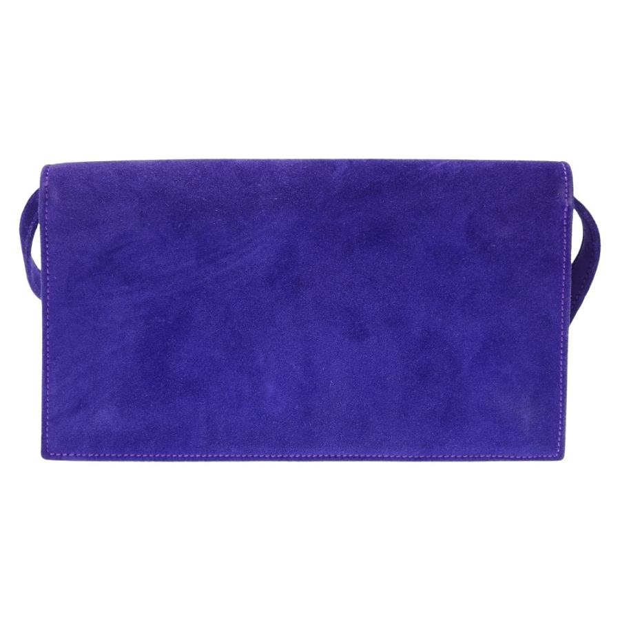 HERMES Authentic Vintage Doberis Shoulder Clutch Bag Purple Suede Strap