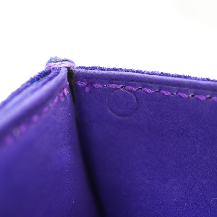 HERMES Authentic Vintage Doberis Shoulder Clutch Bag Purple Suede Strap