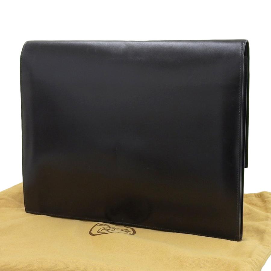 HERMES Authentic Vintage Faco GM35 Clutch Bag Box Calf Black