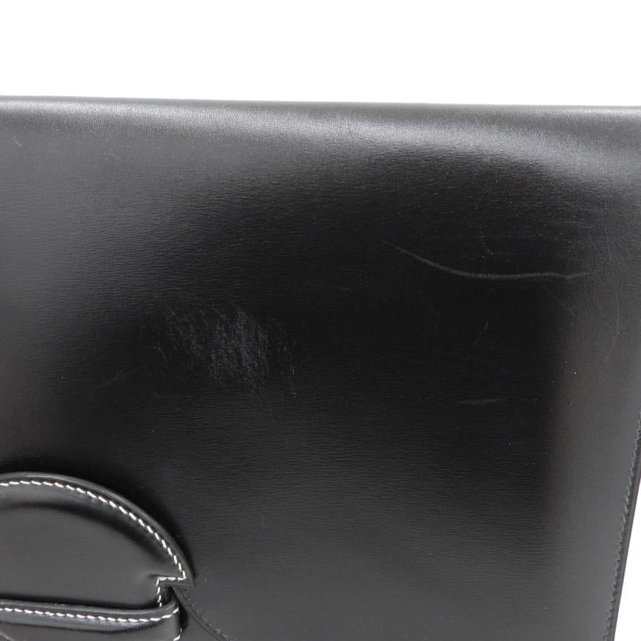 HERMES Authentic Vintage Faco GM35 Clutch Bag Box Calf Black