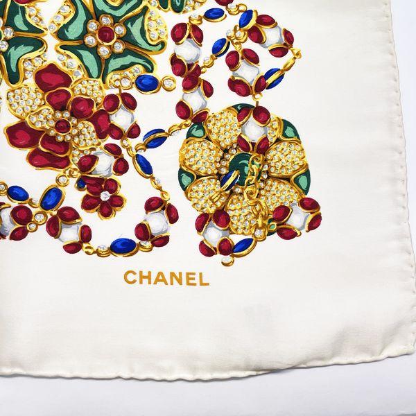 CHANEL Authentic Vintage Bijou Jewelry Gem Scarf Silk