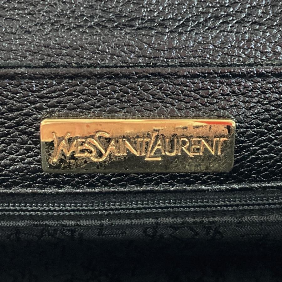 Yves Saint Laurent Authentic Vintage YSL Logo Shoulder Bag Black Leather With Scratches and Dirt