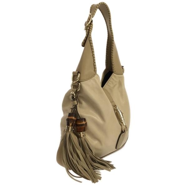 GUCCI Authentic Vintage Shoulder Bag New Jackie 219725 Ivory x Beige Tassel Leather