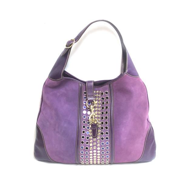 GUCCI Authentic Vintage 153693 Jackie Studs Suede One Shoulder Bag Purple