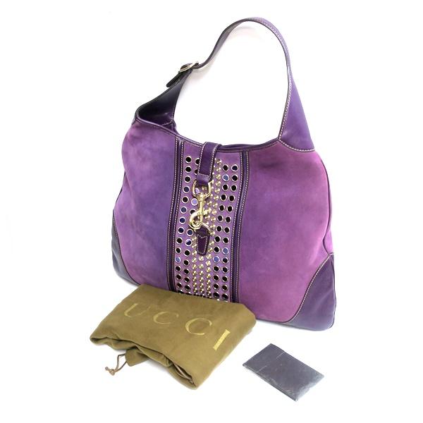 GUCCI Authentic Vintage 153693 Jackie Studs Suede One Shoulder Bag Purple