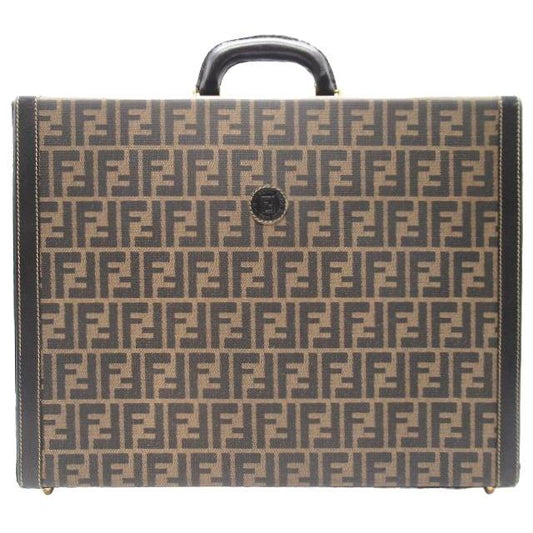 FENDI Authentic Vintage Zucca Pattern Trunk Case Attach Case Business Bag Handbag