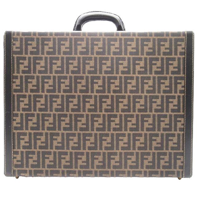 FENDI Authentic Vintage Zucca Pattern Trunk Case Attach Case Business Bag Handbag