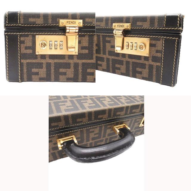 FENDI Authentic Vintage Zucca Pattern Trunk Case Attach Case Business Bag Handbag