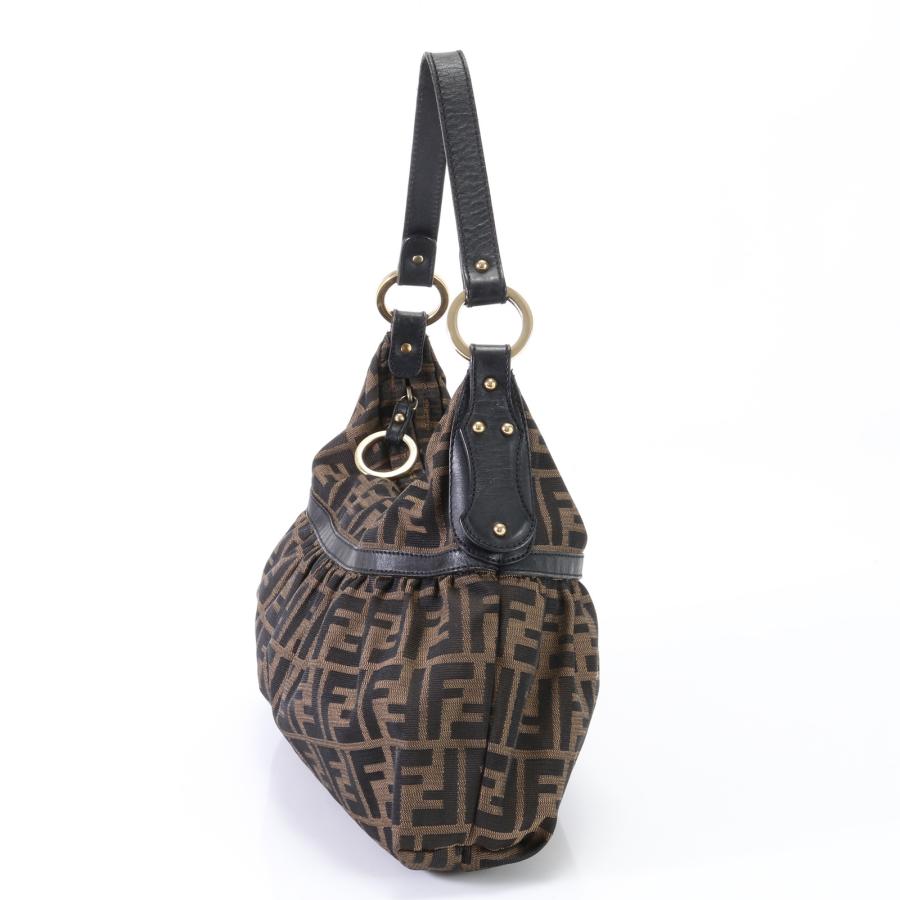 FENDI Authentische Vintage Zucca FF Leder Schultertasche Schultertasche Handtasche