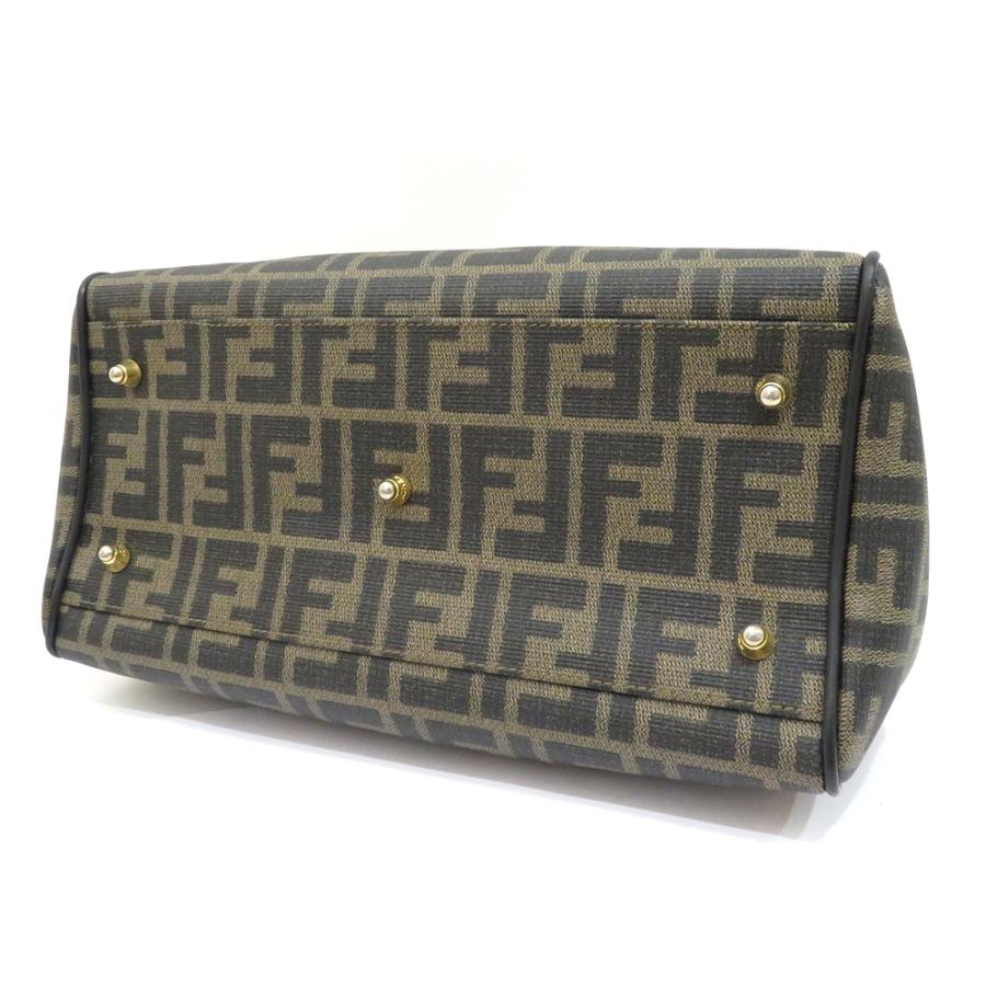 FENDI Authentic Vintage Mini Boston Bag Zucca Pattern Hand FF Pattern Brown