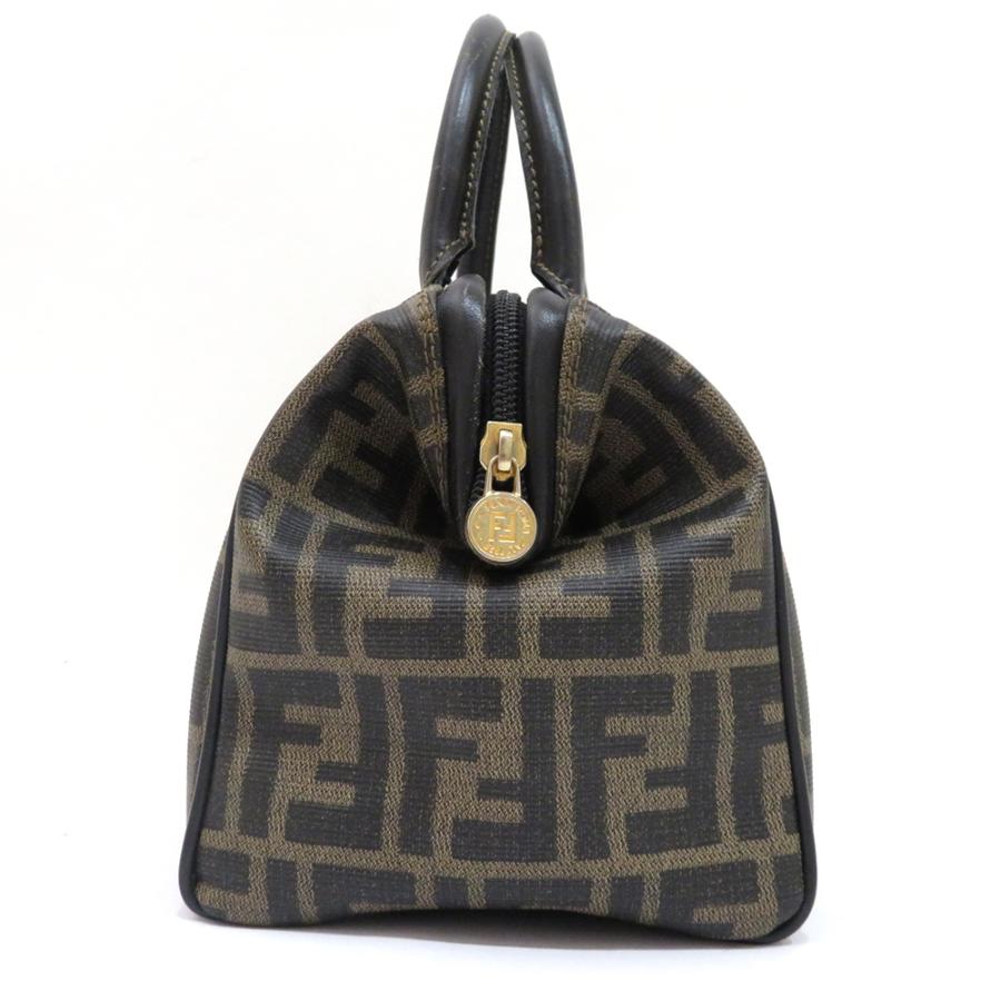 FENDI Authentic Vintage Mini Boston Bag Zucca Pattern Hand FF Pattern Brown