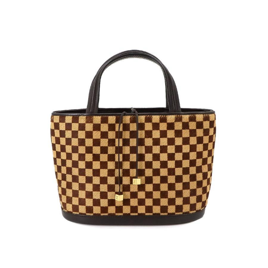 LOUIS VUITTON Authentic Vintage Damier Sauvage Impala Hand Bag Haircalf Leather Brown M92133