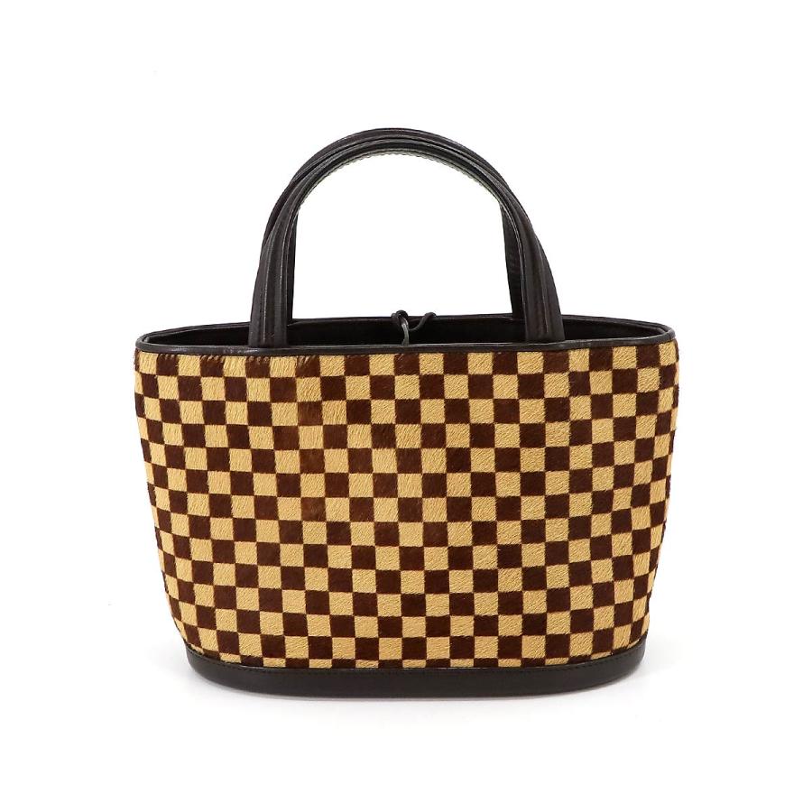 LOUIS VUITTON Authentic Vintage Damier Sauvage Impala Hand Bag Haircalf Leather Brown M92133