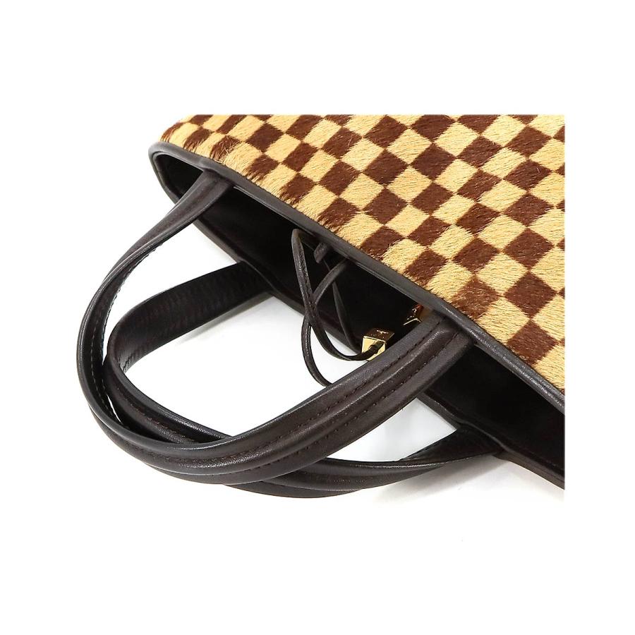 LOUIS VUITTON Authentic Vintage Damier Sauvage Impala Hand Bag Haircalf Leather Brown M92133