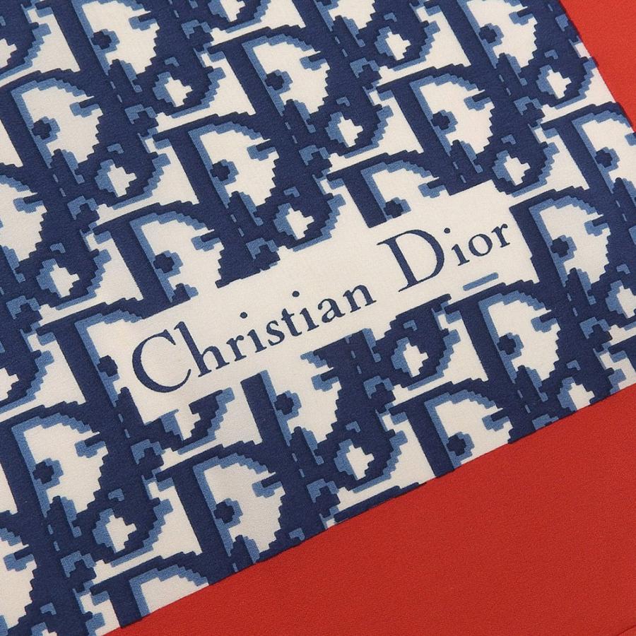 Christian Dior Authentic Vintage 90s Trotter Pattern Silk Scarf Red Blue Oblique