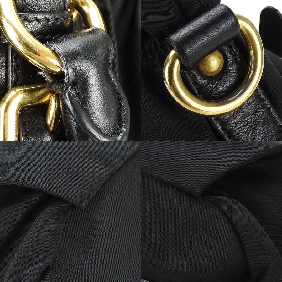 PRADA Authentische Vintage Handtasche Nylon Leder Schwarz Gold Hardware 2-Wege