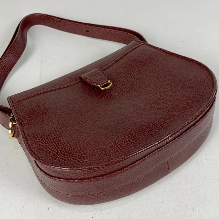 CARTIER Authentic Vintage Must Line Shoulder Bag Leather Bordeaux