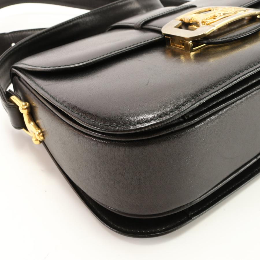 CELINE Authentische Vintage Pferdekutsche Passende Leder Schultertasche Crossbody Hand Tote Echtes Leder Schwarz