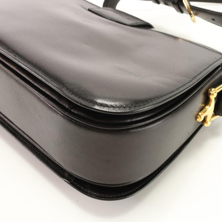 CELINE Authentic Vintage Horse Carriage Fitting Leather Shoulder Bag Crossbody Hand Tote Genuine Leather Black