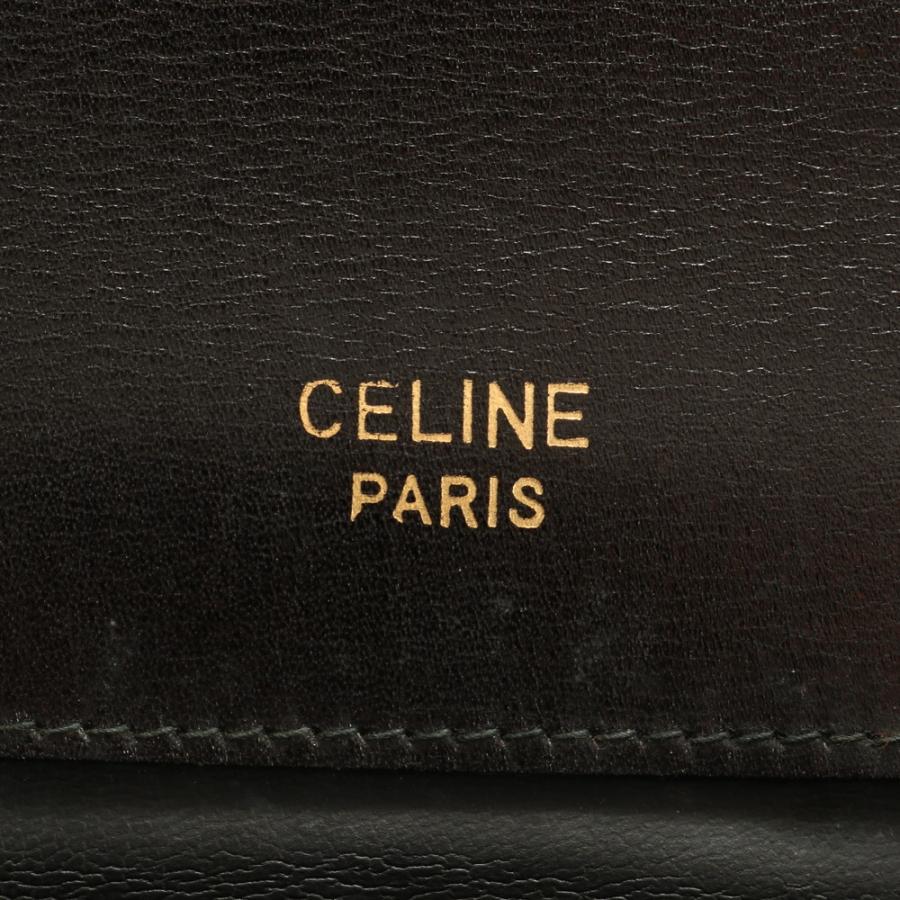 CELINE Authentic Vintage Horse Carriage Fitting Leather Shoulder Bag Crossbody Hand Tote Genuine Leather Black